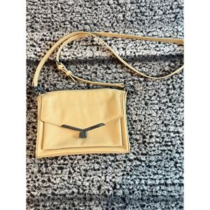 BOTKIER Valentina Zip Crossbody Bag Wheat Tan Leather Front Turnlock Pocket